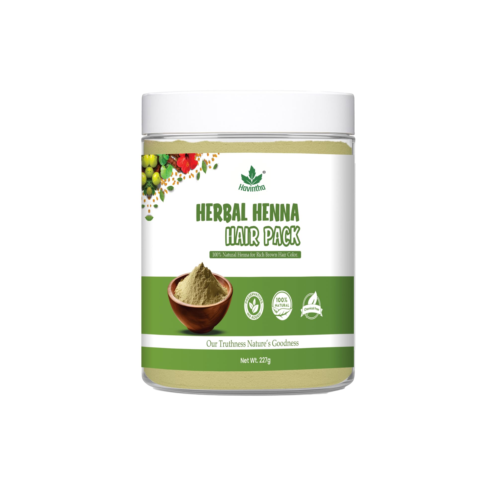 Havintha Natural Herbal Henna 11 Herbs Mix Hair Pack Powder (227g)