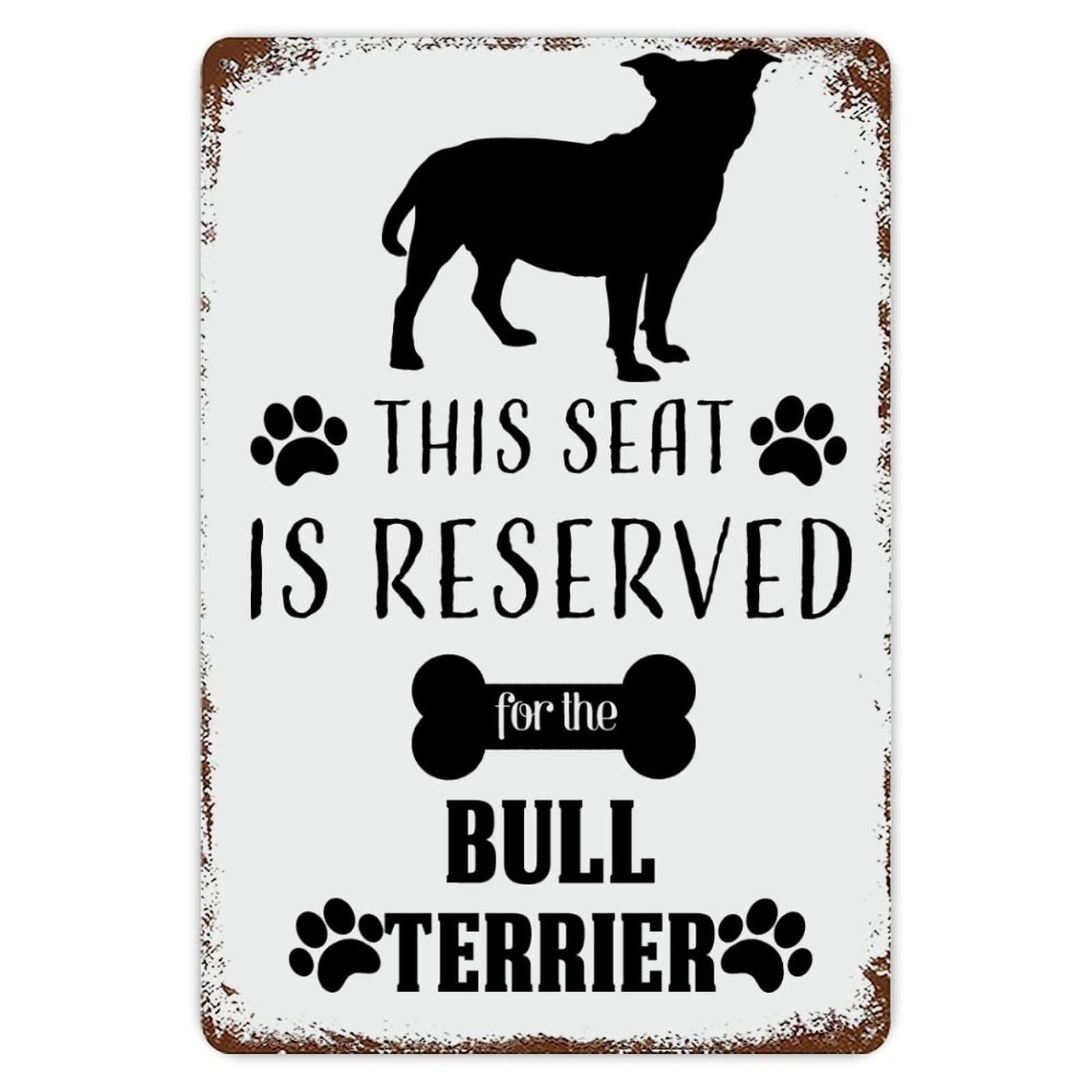 ENEDNATE This Seat Is Reserved for The BULL Dog Vintage Metal Tin Sign 8x12 inch Aluminum Sign for Kitchen Bars Restaurants Cafes Pubs Wall Decor