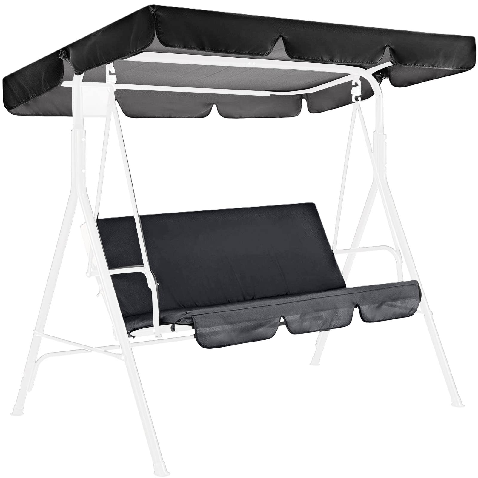 Toldo y cojines para columpio de 3 plazas impermeables que solucionan el desgaste exterior