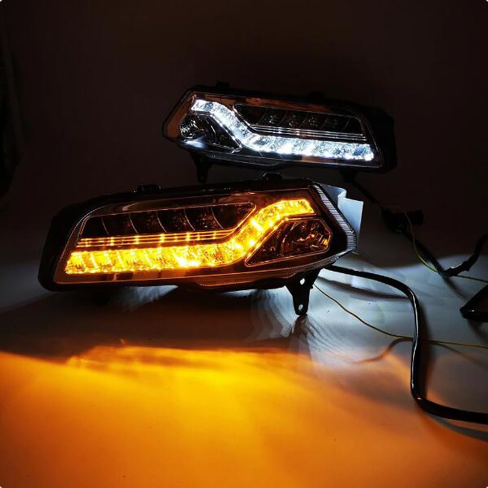 BAKUGO 2 Pezzi Luce LED Luce di Marcia Diurna Luce Fendinebbia DRL Giallo Indicatore di Direzione per VW Polo 2014 2015 2016 2017 2018