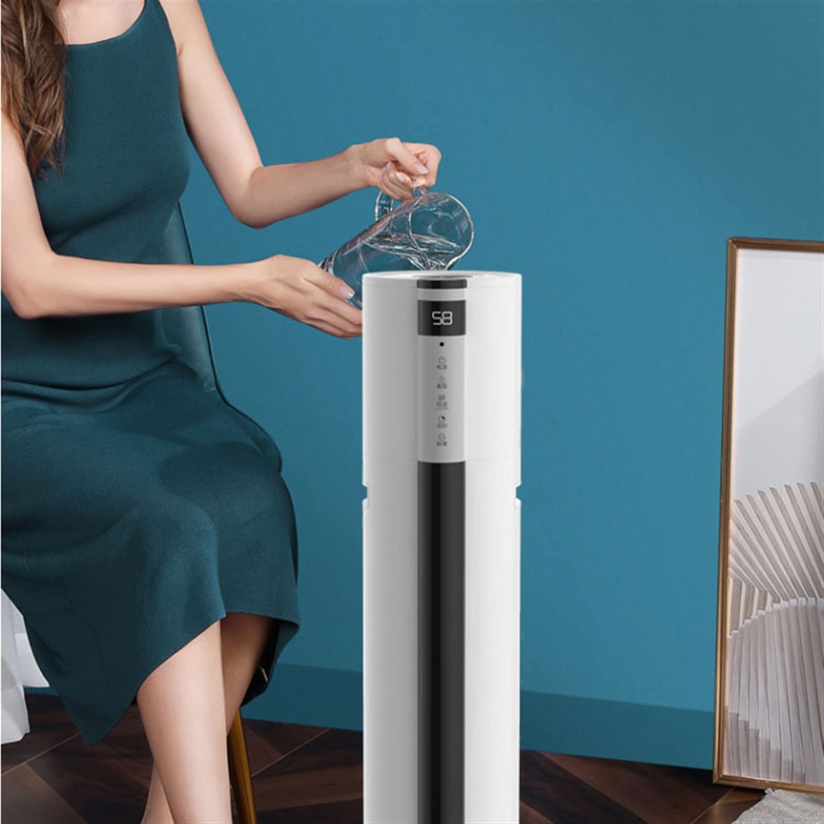 Umidificatore Umidificatore da Pavimento, Umidificatore Silenzioso con Riempimento Superiore per Camera da Letto Umidificatore a Umidità Costante Intelligente di Grande capacità per Uso Domestico - Um