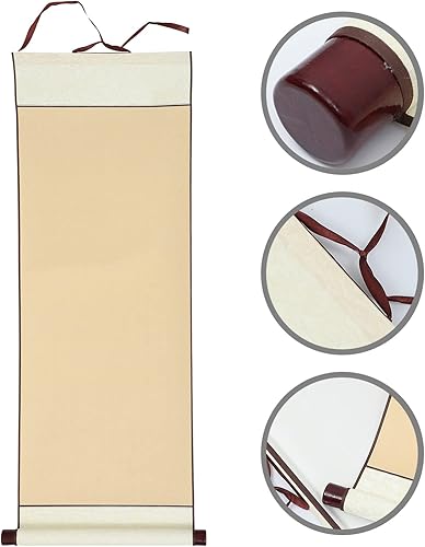 Miniatura 8 de EXCEART Caligrafía china en blanco pergaminos colgantes de dibujo rollos de papel oficina colgante de pared en blanco pergaminos 1 pieza dorado