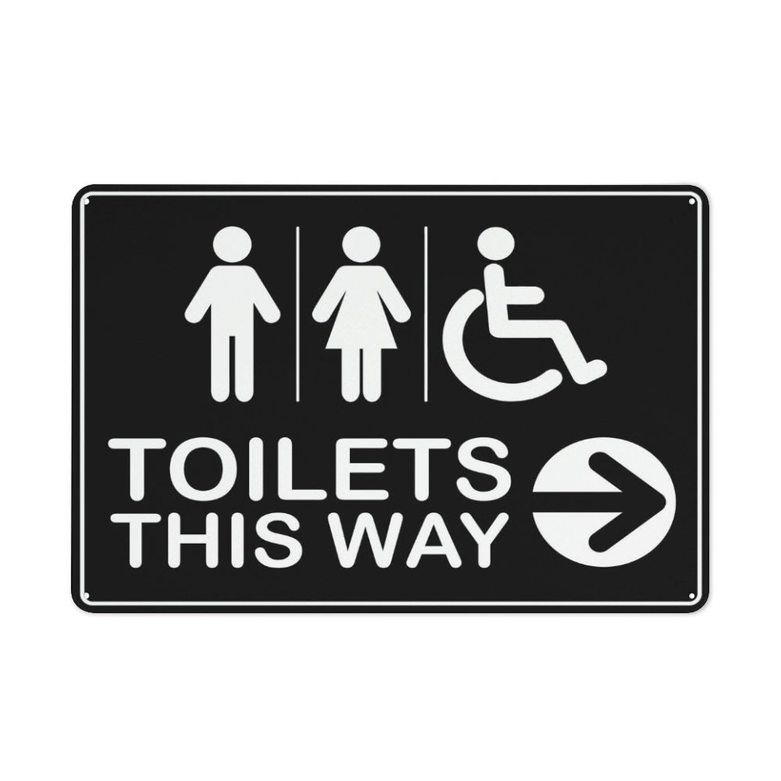 peiyeety Toilets This Way (Right Arrow) Warning Tin Sign - Home/Kitchen/Farm/Garden/Garage Wall Decor, 12x8 inch