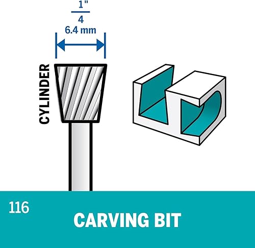 Miniatura 3 de Dremel 116 Broca de tallado para herramienta rotativa, perfecta para madera, plástico, linóleo y metales blandos, color gris