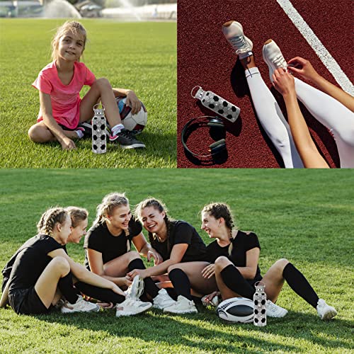 Soccer Diamond Sports Water Bottle Bling Rhinestone Stainless Steel Thermal Bottle Refillable Water Bottle Insulated Water Glitter Bottle Great Gift Idea For Girls (Single Pack) #TOP7