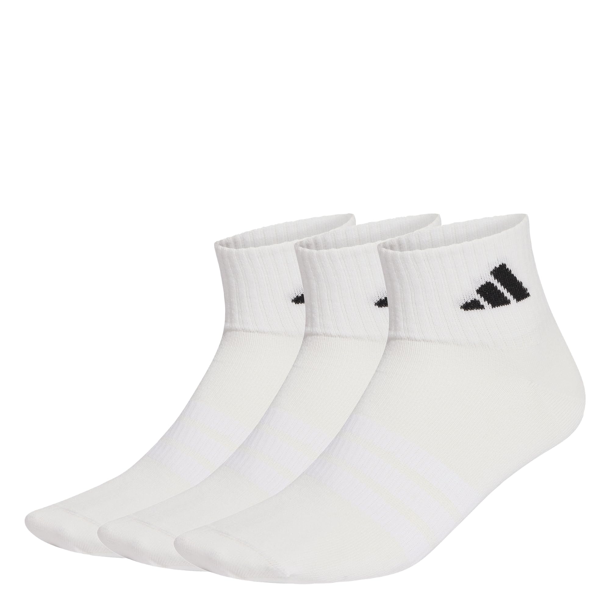 adidas Unisex Thin&Light Sportswear Ankle Socks 3 Pair Pack, white/white/black, 13-14.5