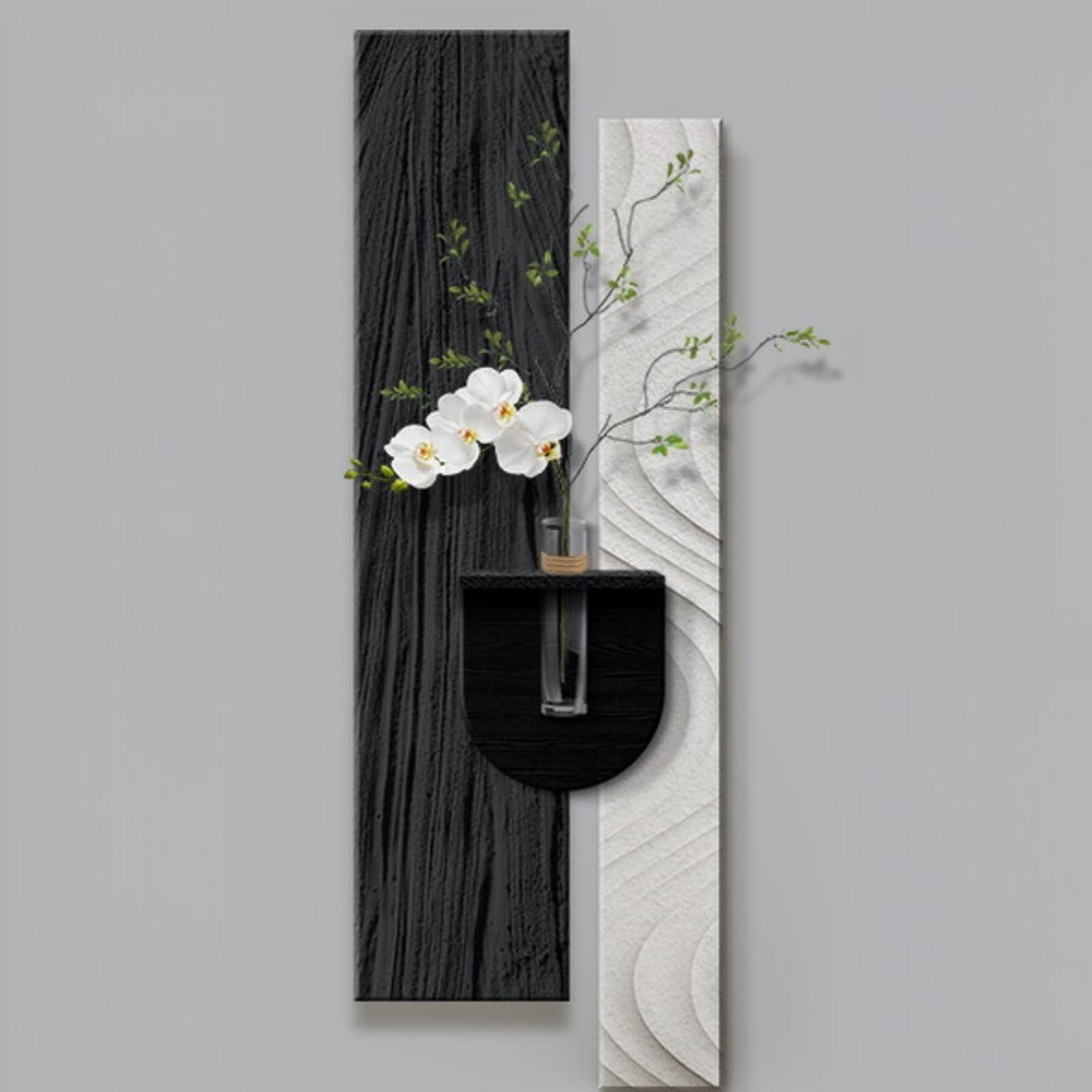 MDEUFYWEGB 3D Sandstone Wall Art — Suspended LED Decorative Light (Featuring Faux Greenery) — Modern Art Mural for Living Rooms, Hallways, and Bedrooms(A,50 * 150cm/19.7 * 59.1in)