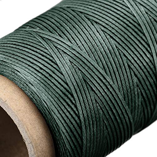 Cordon ciré polyester 1mm ultra résistant uxcell fil à coudre cuir vert foncé de 180 mètres