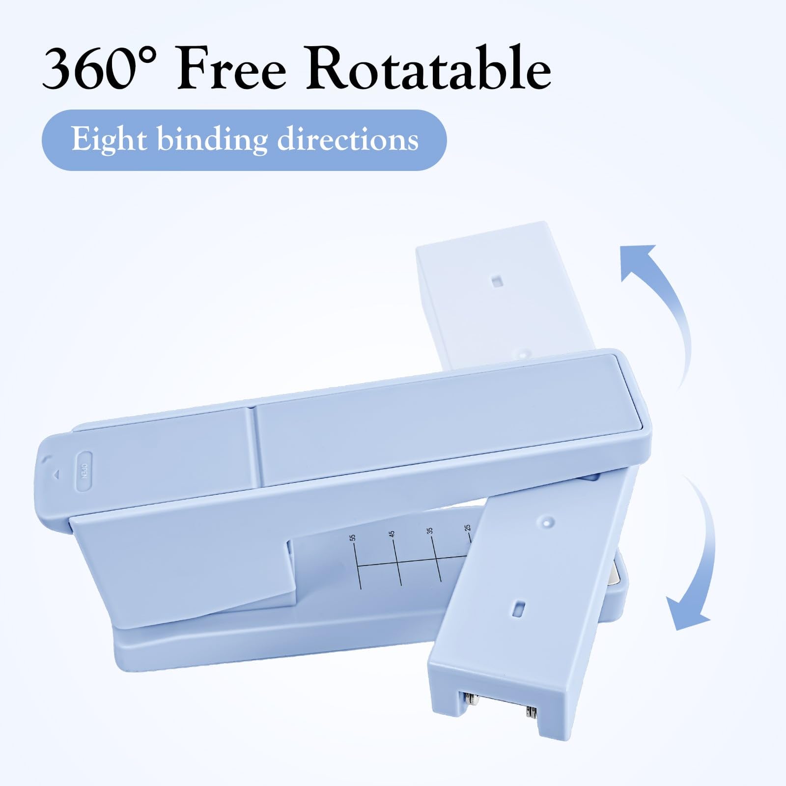 Grapadora giratoria de brazo oscilante, capacidad de 25 hojas, grapadora de escritorio giratoria de 360 grados con 100 grapas, grapadora antideslizante para oficina, azul