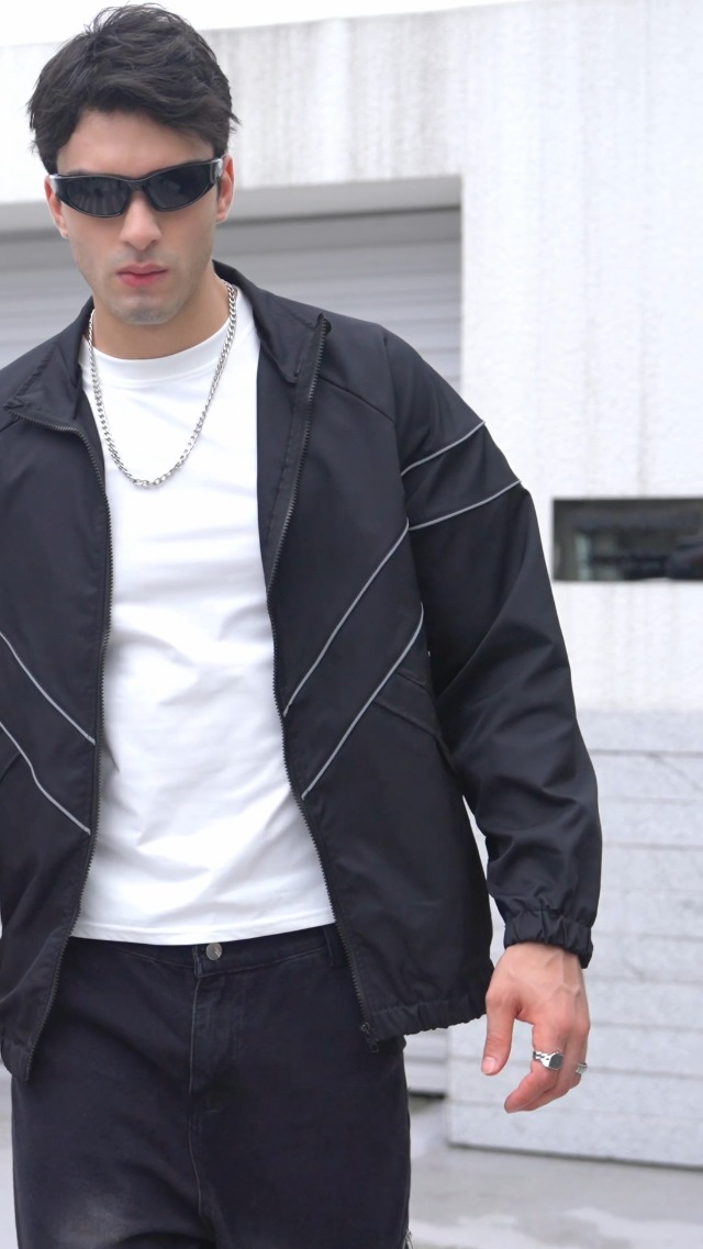 50s 60s WINDBREAKER ジャケット コーデュロイ ストライプ SOLY HUX Men's Y2k Zip Up Jacket Lightweight Windbreaker Outerwear