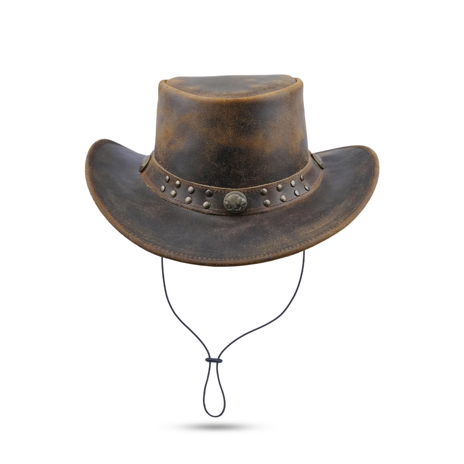 Leatherick Sombrero de Vaquero Sombrero de Piel de Vaca de Estilo Australiano de Ante Genuino
