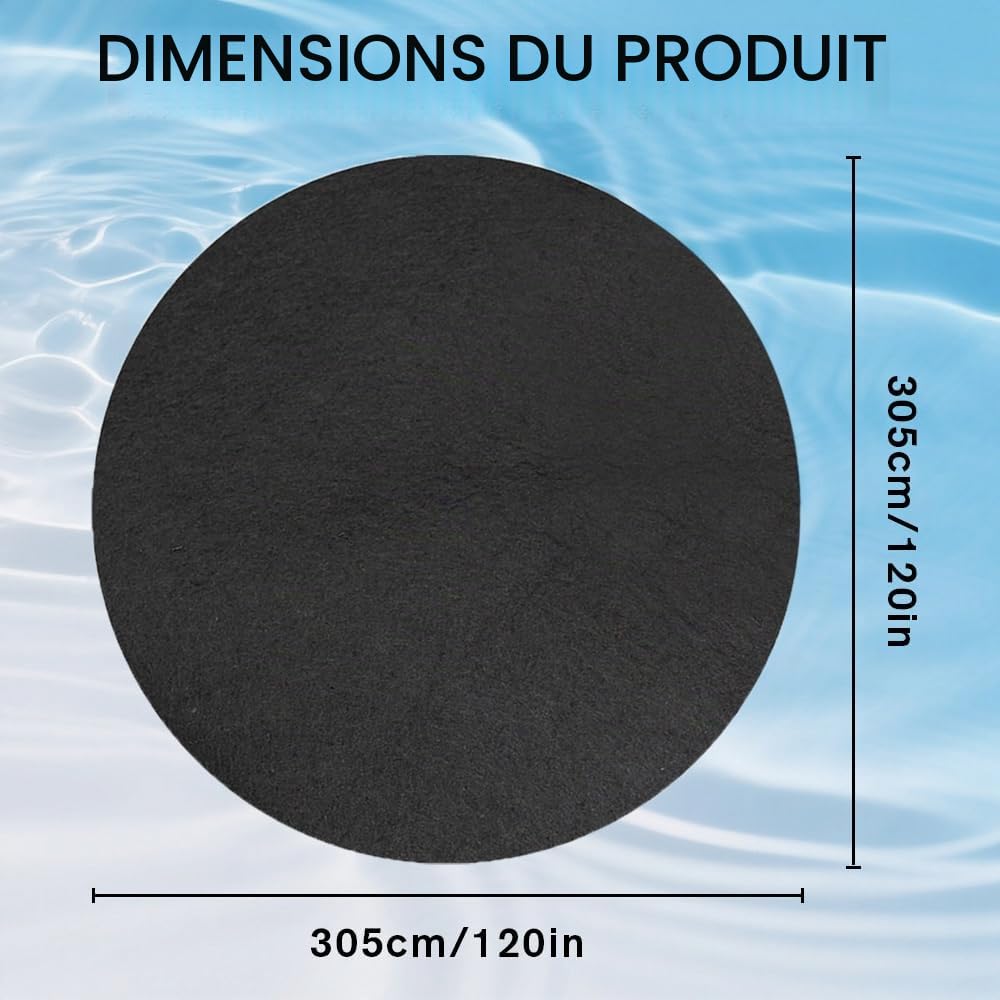 Tapis de Sol pour Piscine Ronde, 305CM Tapis sous Piscines Hors Sol Rond, Tapis Piscine AntidéRapant et Ultra Absorbante, Pliable Tapis sous Piscine Hors Sol, pour Arrière-Cour, Jardin, Pelouse
