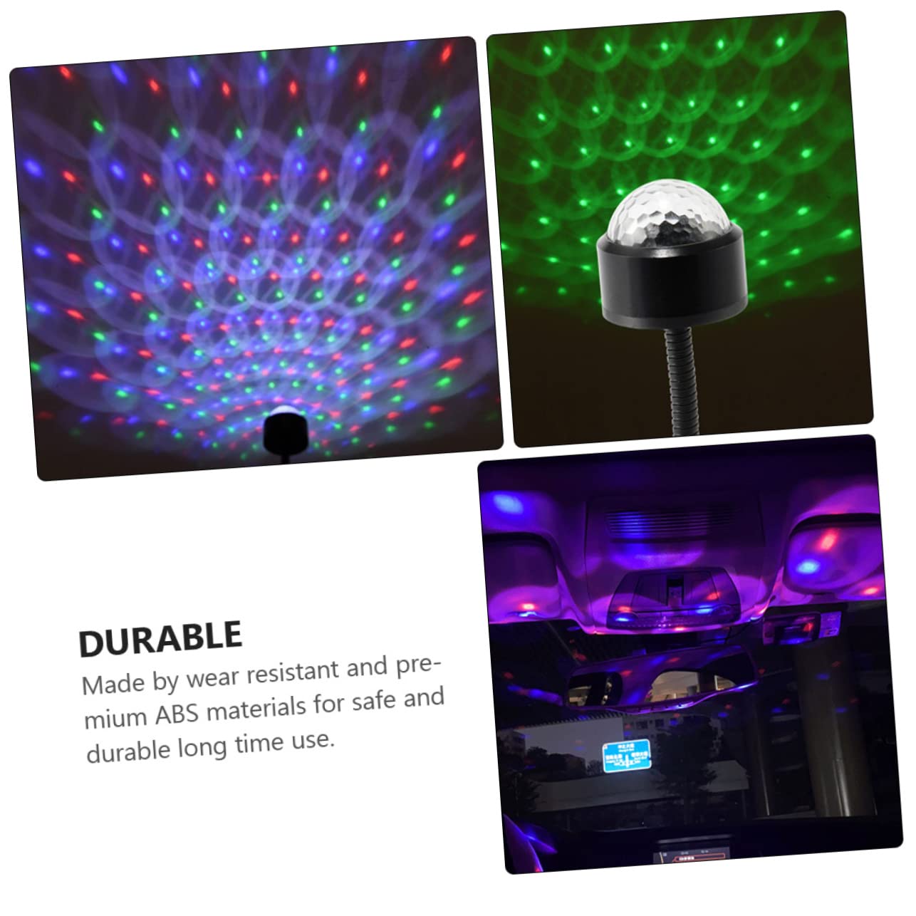 HEALLILY 3pcs Voice-Activated Car Atmosphere Lamp USB Disco Light Multi-Angle Rotation Sound Activated Music Rhythm for Parties Material Color-Changing Led Light Strip