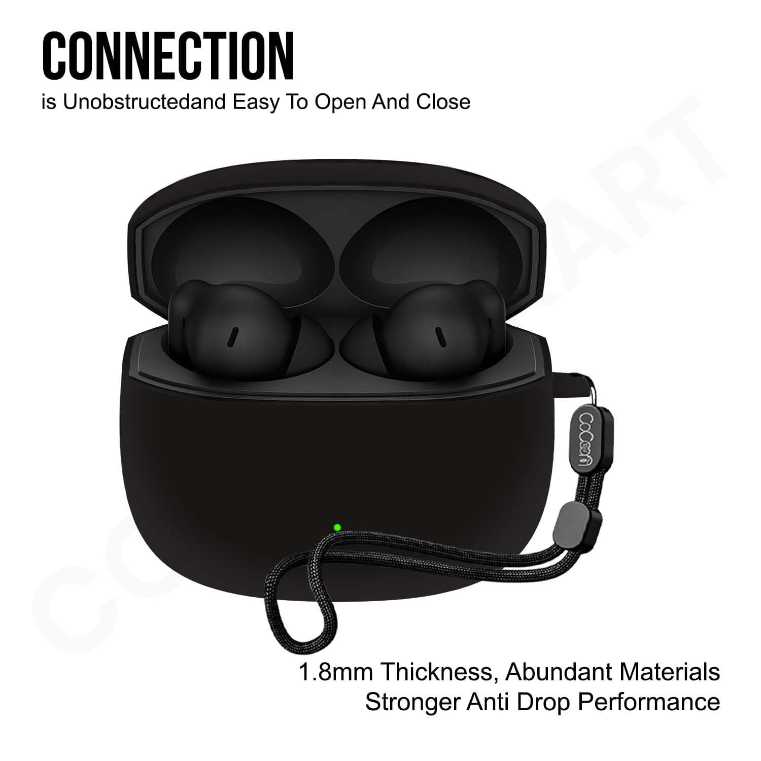 Soft Silicone Case Cover for OnePlus Nord Buds 4 Pro (Black, Lanyard) — Amazon image 3