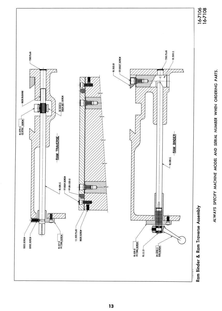 VAN NORMAN 1R-3-22 1RQ-3-22 Ram Type Milling Machine Operator Parts Manual      Plastic Comb – September 3, 1900