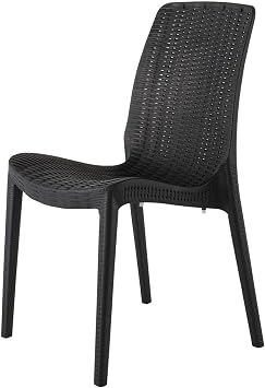 Lagoon Rue Black Stack-Able Rattan Dinning Chair - 4 pcs/Set