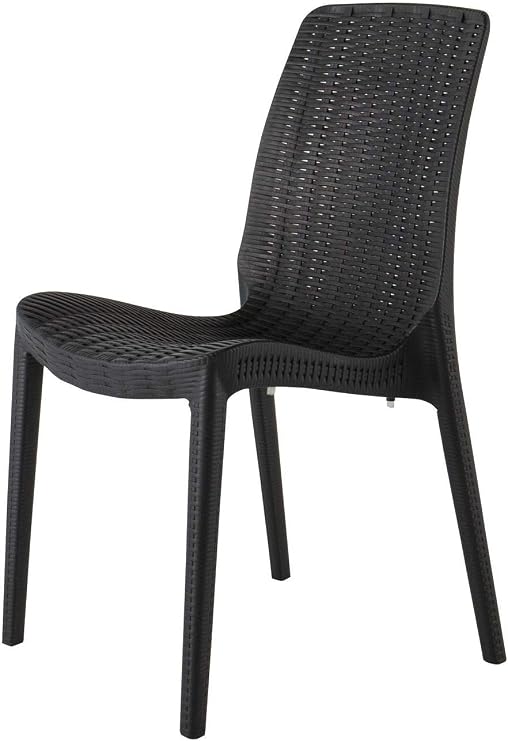 Lagoon Rue Black Stack-Able Rattan Dinning Chair - 4 pcs/Set