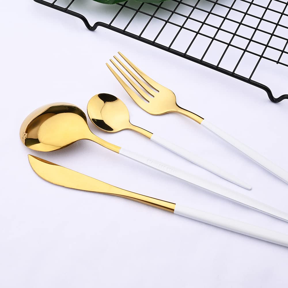 Set di posate in argento, set da 24 pezzi, stoviglie in acciaio inossidabile, coltello, forchetta, cucchiaio, cucina, all'ingrosso, neri(24pcs Green Silver)