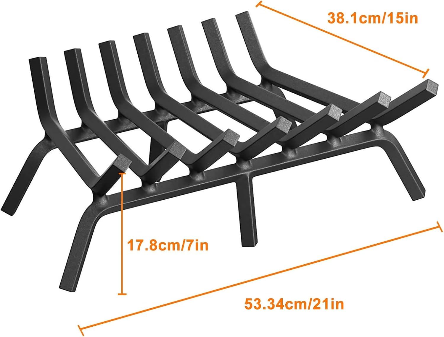 Rejilla de chimenea resistente para leña, soporte para estufa de leña para hoguera interior y exterior, construcción de hierro duradero