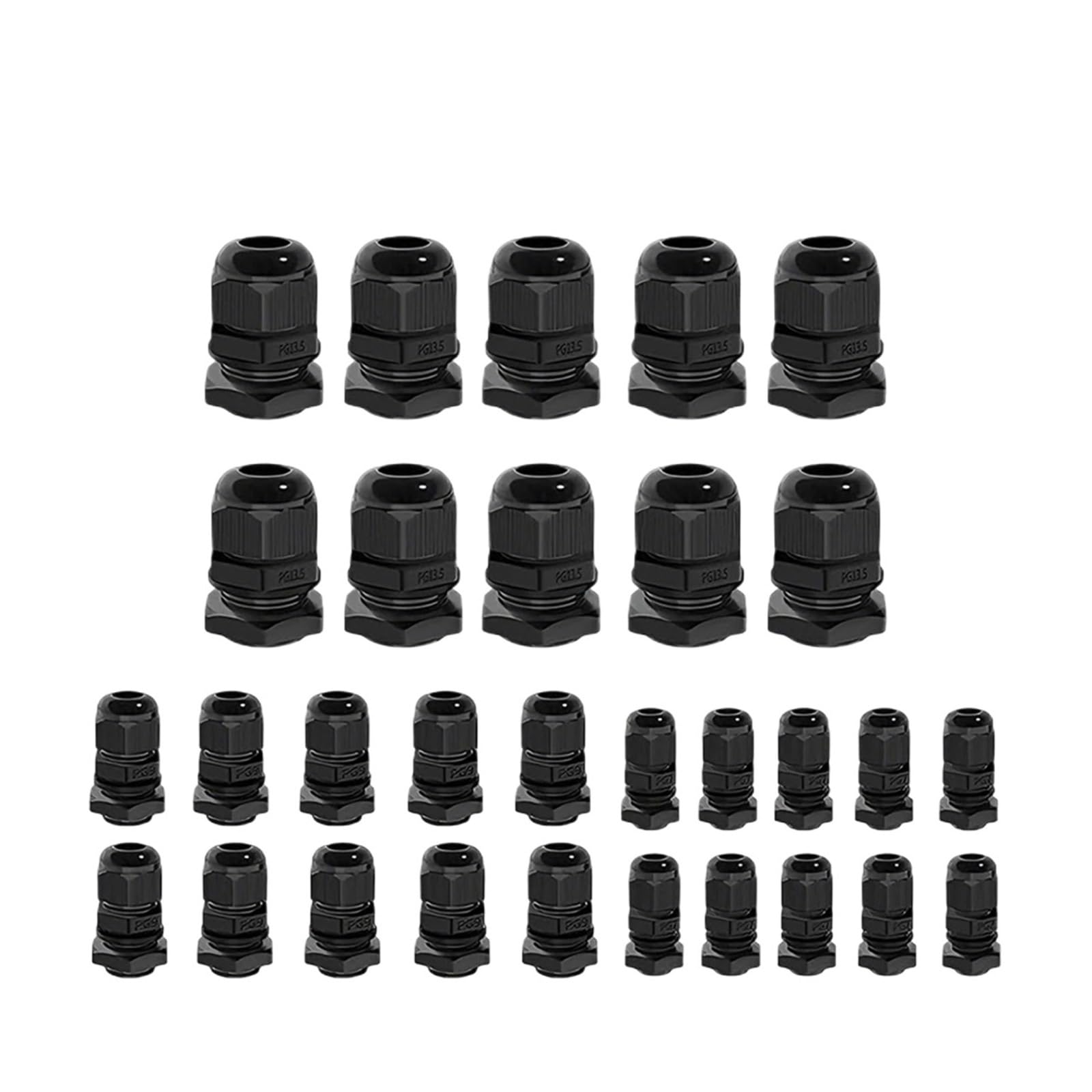 Xinglongs Pg16-Black Waterproof Cable Glands 100Pcs Waterproof Cable Gland Nylon Ip68 Pg7 Pg9 Pg11 Pg13.5 Pg16 For 3-14Mm Cable Wire Lock Nut Connector Joint Black(Pg16-Black)