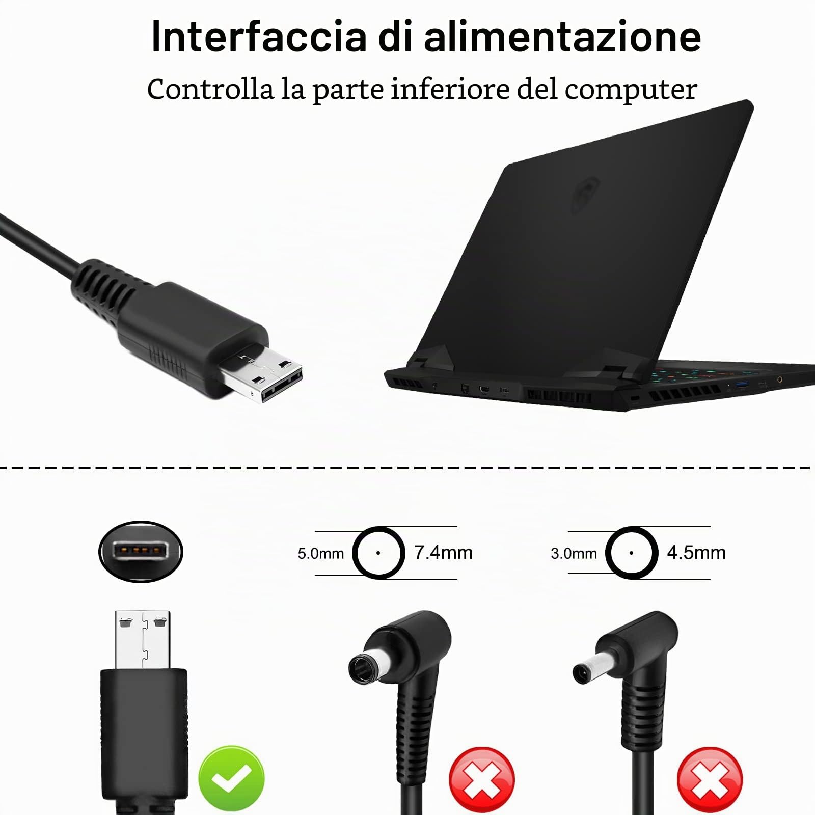 Alimentatore USB 330W per MSI Raider GE78 GE77 GE76 GE67 MSI Vector GP76 GP66 Titan GT77 MSI MS-1545 MS-17K5 MS-17Q1 MS-17S1 A20-330P1A ADP-330CB B
