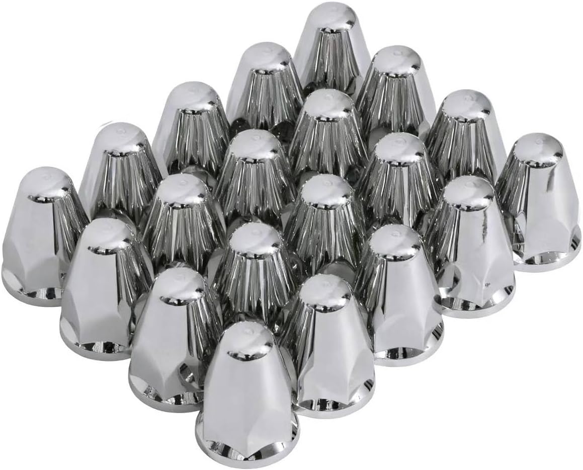 JESONN 20 PCS Bullet Type 33mm Chrome ABS Wheel Lug Nut Cover Push-On Style Caps Set with Flange (20)