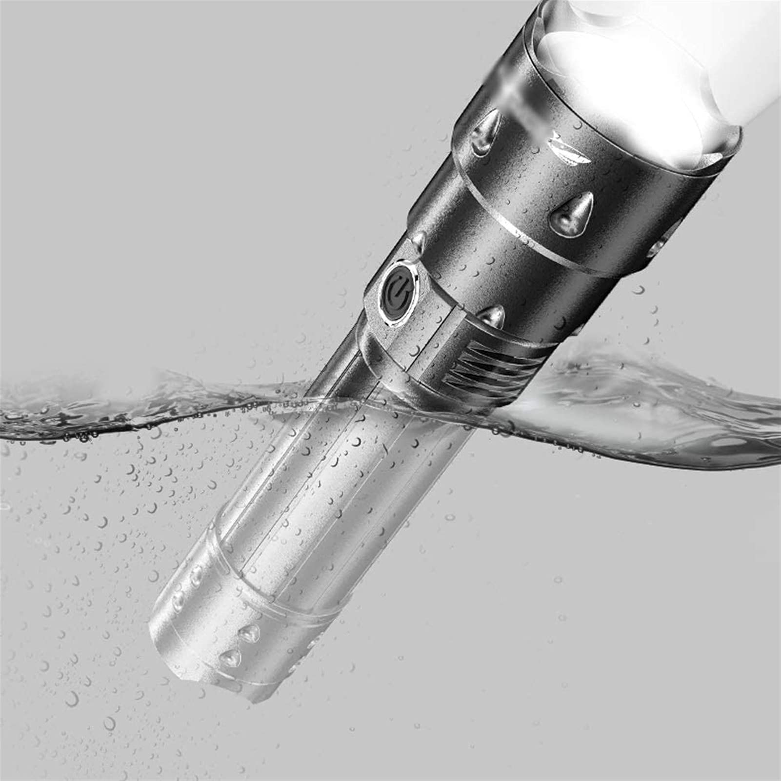 Linterna LED Recargable, Linterna táctica con USB, súper Brillante de 2000 lúmenes, Resistente al Agua IPX4, 3 Modos de iluminación, Linterna con Zoom for Acampar, Senderismo, Ciclismo