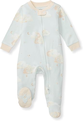 Burt's Bees Baby - Pijama de una pieza para bebé, mameluco para dormir y jugar, algodón 100% orgánico, cremallera frontal