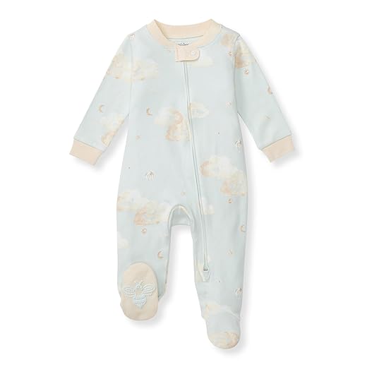 Burt's Bees Baby Boys Sleep and Play PJs, 100% Organic Cotton One-Piece Zip Front Romper Jumpsuit Pajamas