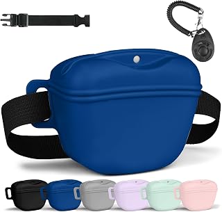 Aomig Silicone Premium Dog Candy Bag for Walking and Training, Dog Candy Bag for Training with Clicker Magnetic Closure Silicone Dog Food Bags, Portable Dog Training Container