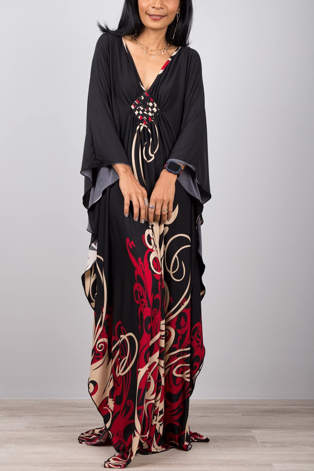 Women's Bohemian Print Caftan – Lightweight Cover Up For Beach, Pool, Or Lounging – One Size Fits Most