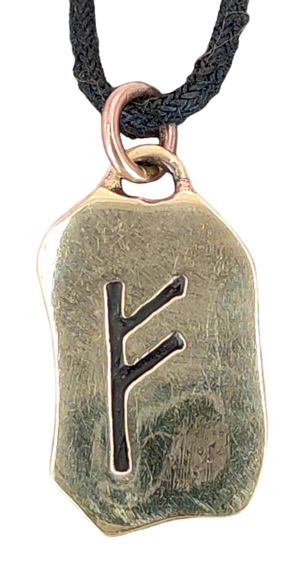Kiss of Leather Colgante Fehu runas de bronce n° 87, Bronce