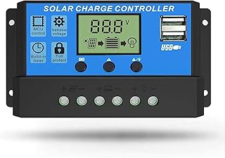 Linkhood 30A Solar Charge Controller, Dual USB Port Solar Panel Battery Intelligent Regulator, Multi-Function Adjustable LCD Display Street Light Controller (30A)
