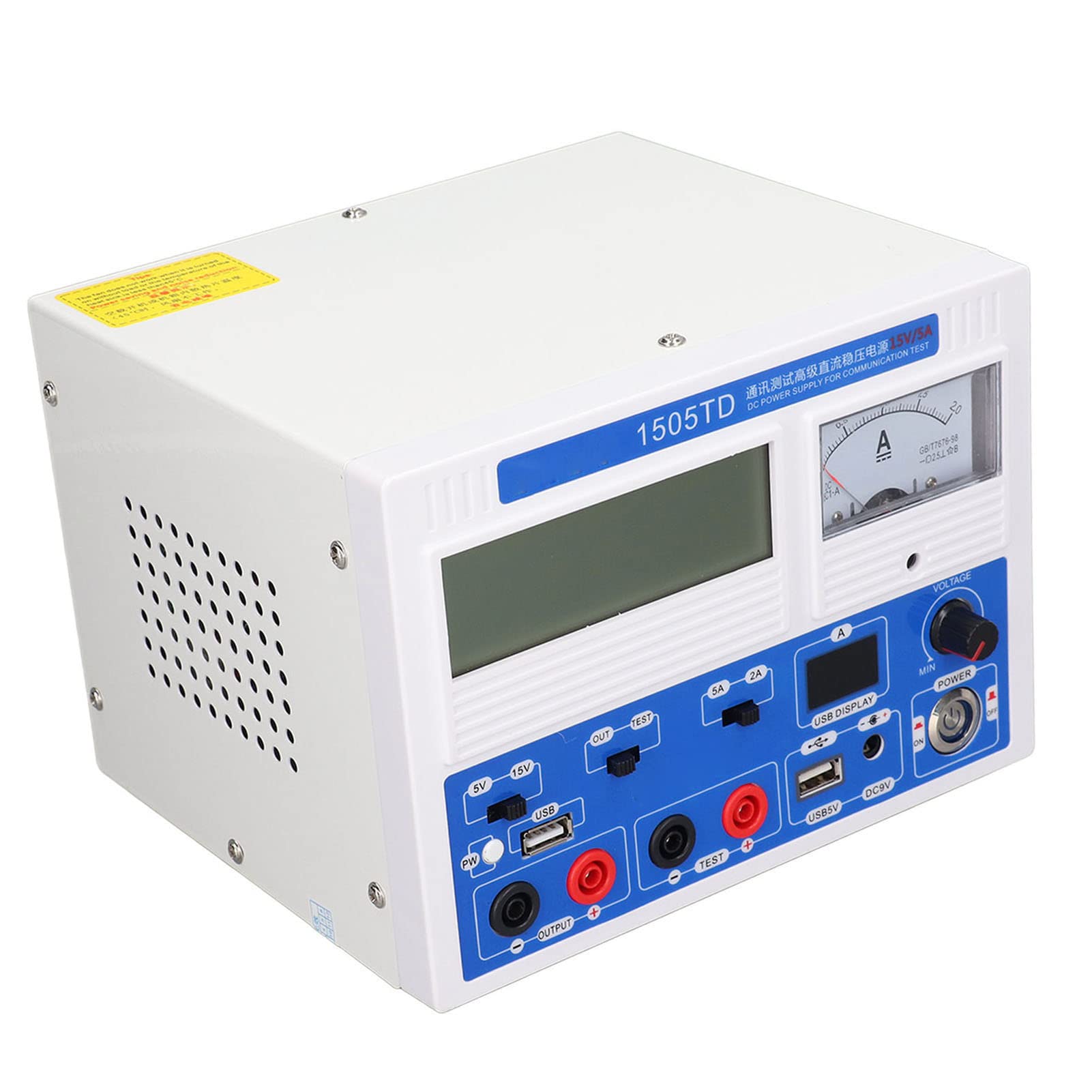 Hyuduo Fuente de Alimentación de CC Fuente de Alimentación de Banco Ajustable Entrada de 220 V CA Pantalla LCD Bloqueo de 5 V Salida USB de Regulada Variable para Pruebas de Laboratorio de Reparación