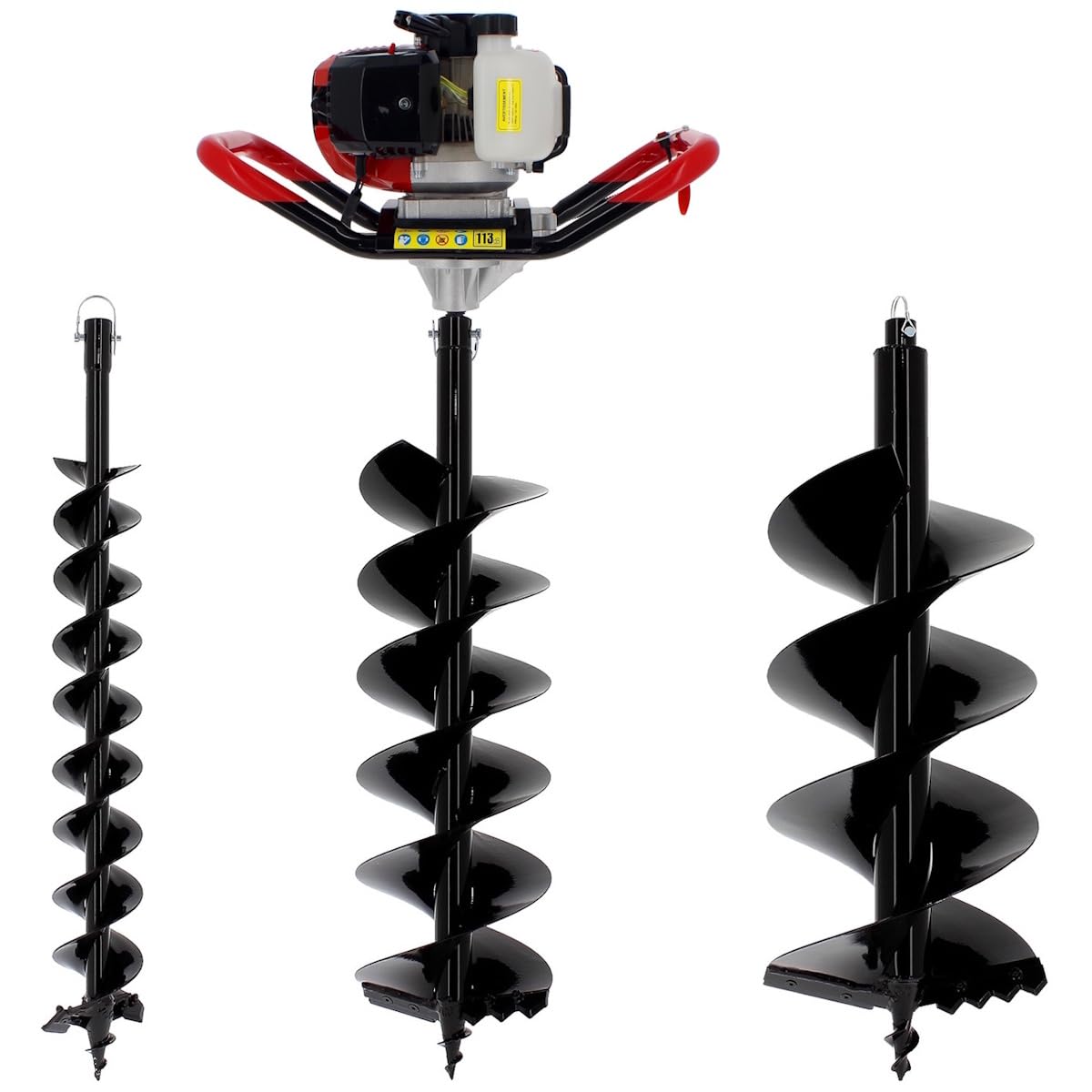 Tarière Thermique Semi-Professionnelle 62 cm3 + Lot de 3 mèches (100, 200 et 300 mm)
