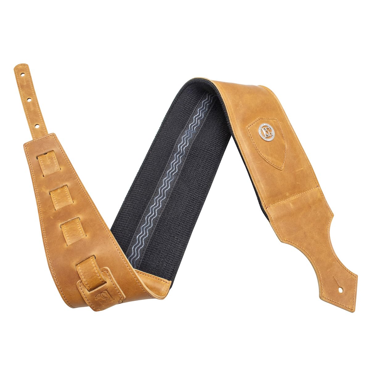 BG Sangle Vintage XL - GLVXL16 - Camel pour Guitare Basse et Électrique, Épaule, 11 cm de Largeur, 95-145 cm de Longueur, Cuir, Laine Polaire, Coton Éponge, Antiglisse, 15 mm d'Épaisseur