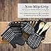 Cuisinart Neoprene Mini Oven Mitts, 2pk - Heat Resistant Oven Gloves Protect Hands and Surfaces with Non-Slip Grip and Hanging Loop-Ideal Set for Handling Hot Cookware, Bakeware-Twill Stripe Jet Black