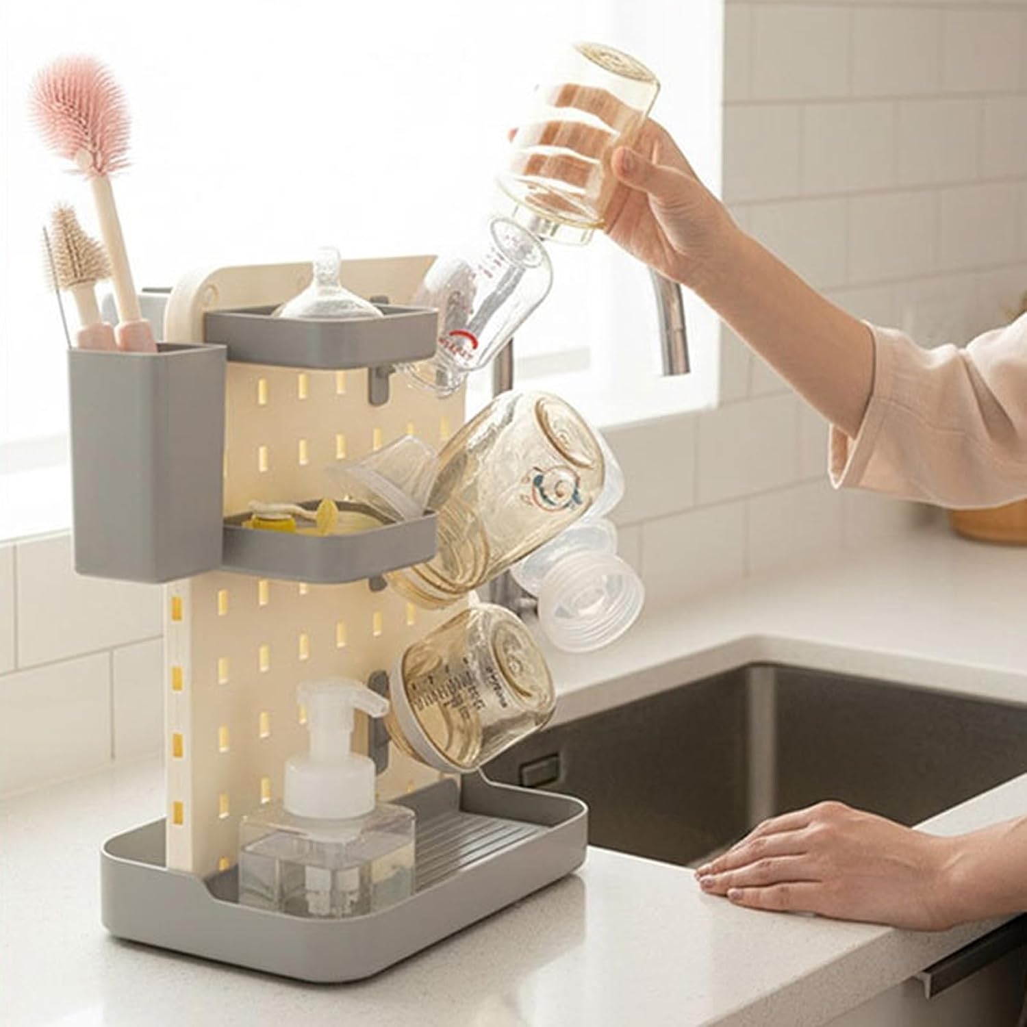 Infant Feeding Bottle Drying Stand Featuring Compact Layout for Efficient Space Saving and Quick Evaporation Detachable Milk Bottle Rack
