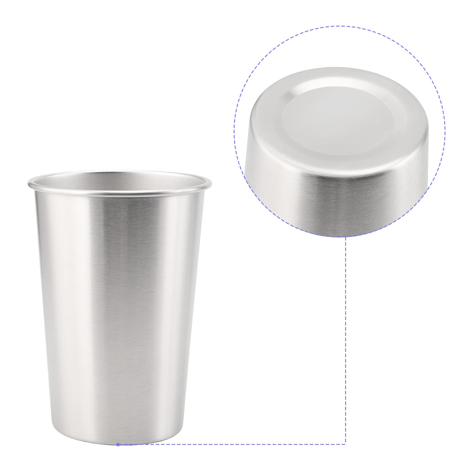 Lot de 24 gobelets en acier inoxydable 304 - Empilables et incassables - Pour bar, maison, restaurant, boissons chaudes et froides - Utilisation en intérieur et en extérieur - 500 ml