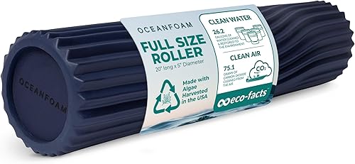 Oceanfoam Tidal Roller - Azul Marino Oscuro - Rodillo de espuma para masaje muscular para dolor de espalda y estiramiento - Textura de onda ancha