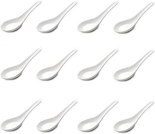 JapanBargain 3421x12 - Juego de 12 cucharas de sopa de fideos asiáticos, japonesas, chinas, Wonton Soba, arroz Pho Ramen, color blanco