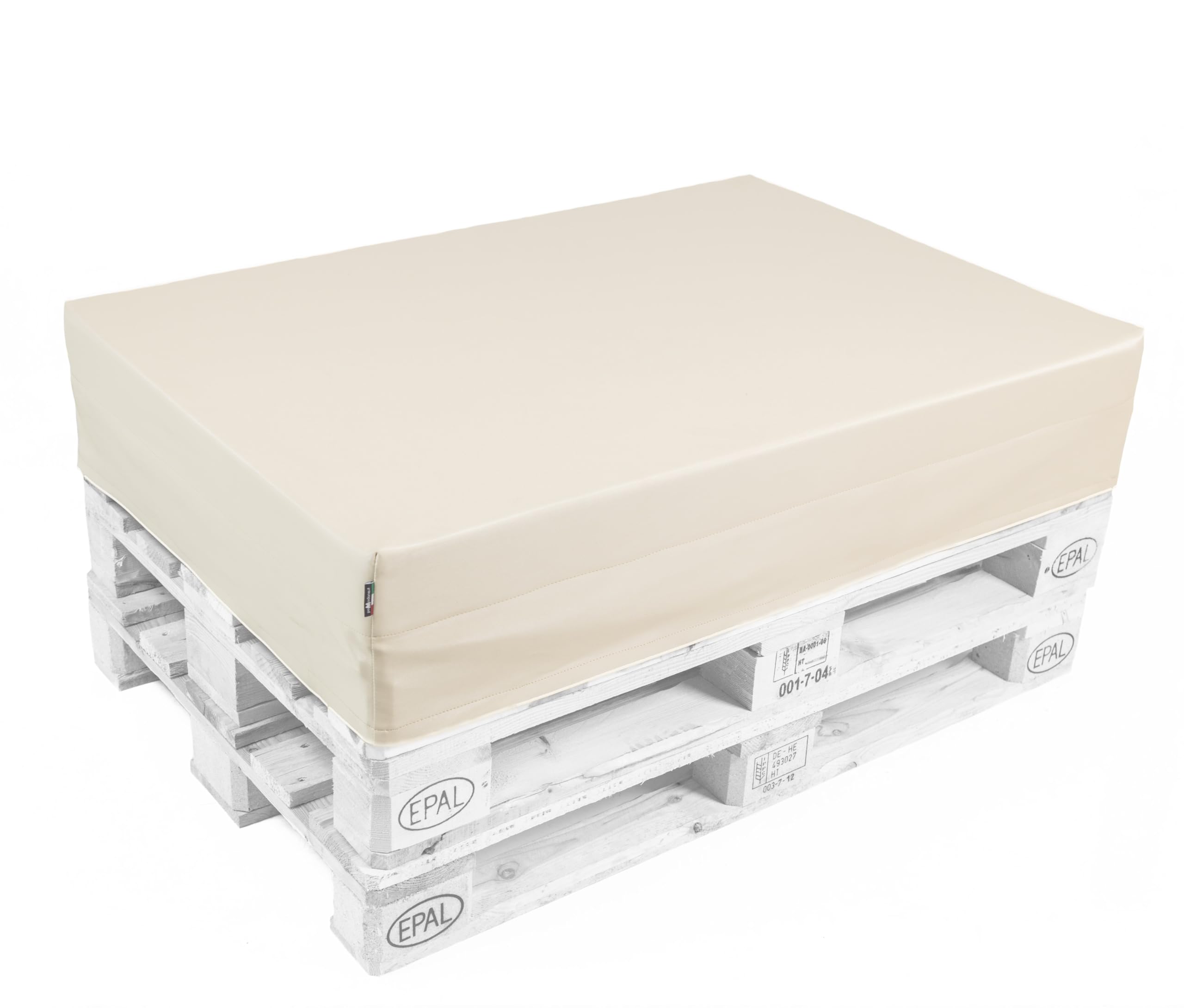 pomodone Cuscini per Pallet Legno Epal 120x80 Divano da Esterno Materasso per Bancale Europallet Impermeabile Lavabile in Ecopelle Resistente ai raggi UV Made in Italy (Bianco)