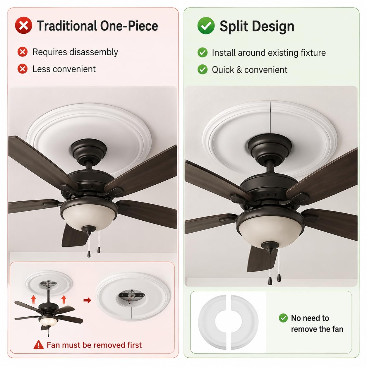 10 Inch Split Ceiling Medallion Trim Ring for Lights and Fans — Amazon image 7