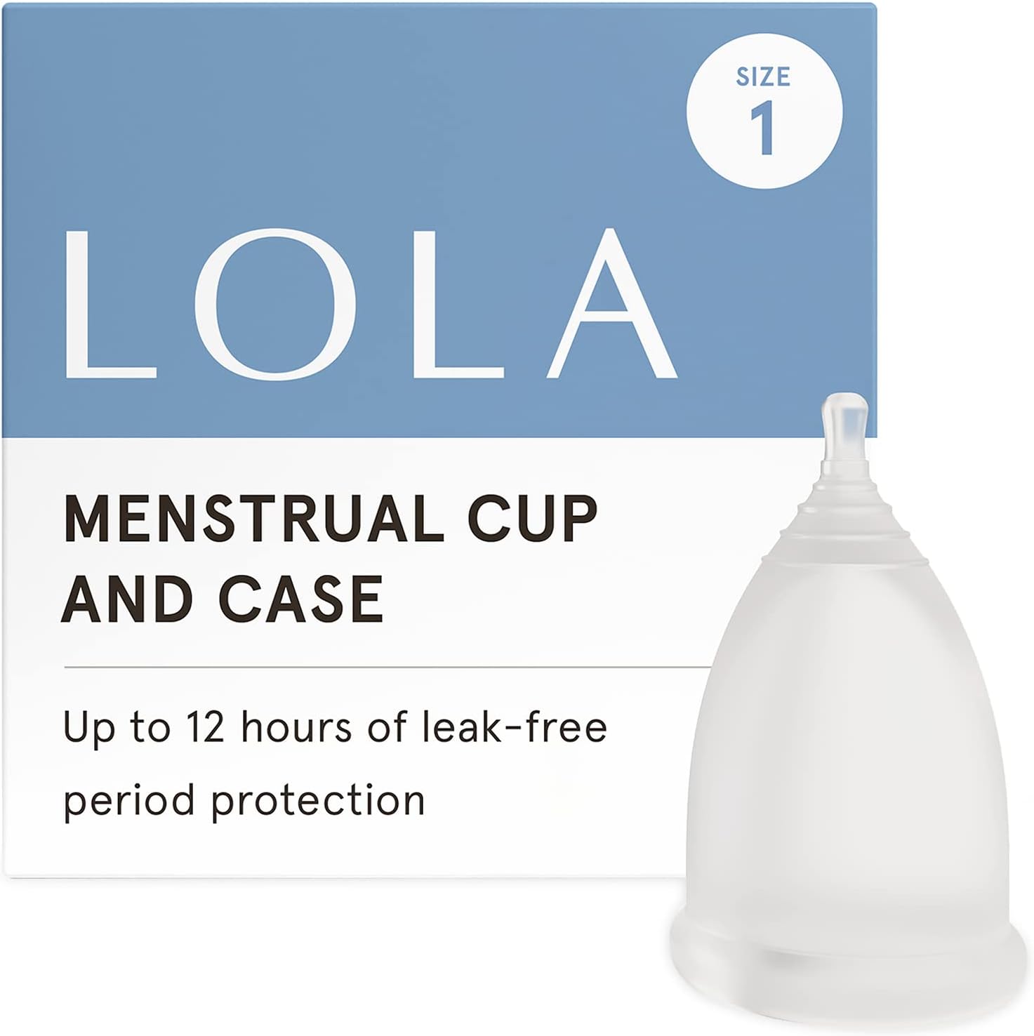 LOLA Menstrual Cup, Size 1 - Reusable Period Cup for 12 Hours of Reliable Leak Protection - Made of Medical Grade Silicone for a Comfortable, Flexible Fit - Carrying Case Included, Eco Friendly