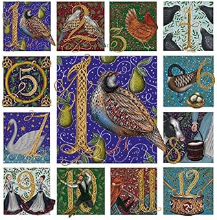 Charity Christmas Cards - 8 Large Cards for Charity - Twelve Days of Christmas - 60p in Support of The British Heart Foundation