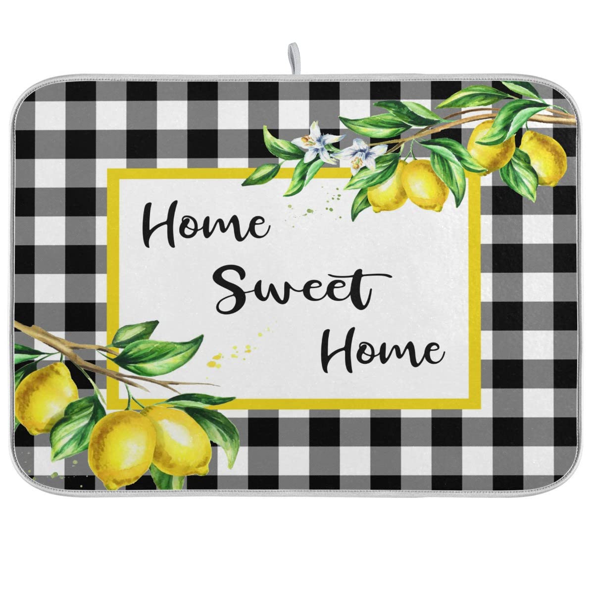 Yellow Lemon Dish Drying Mat For Kitchen Counter 18x24 Inch