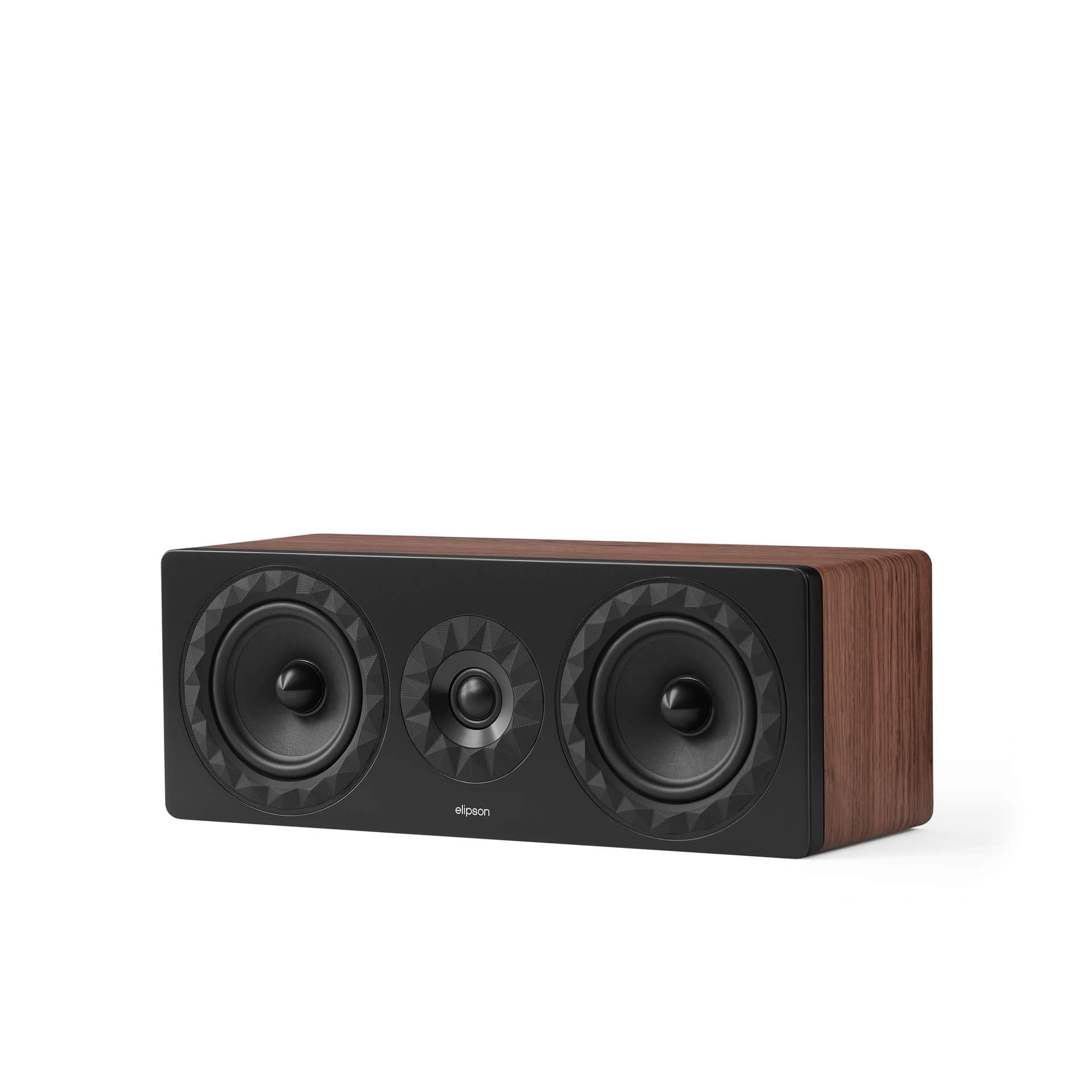 Elipson - Prestige Facet II 11C - Enceinte Centrale 2 Voies Close, 92 DB, 55 Hz-25 kHz, 120 W RMS, Tweeter 25 mm, 2X Haut-parleurs 140 mm, Finition Noir/Noyer