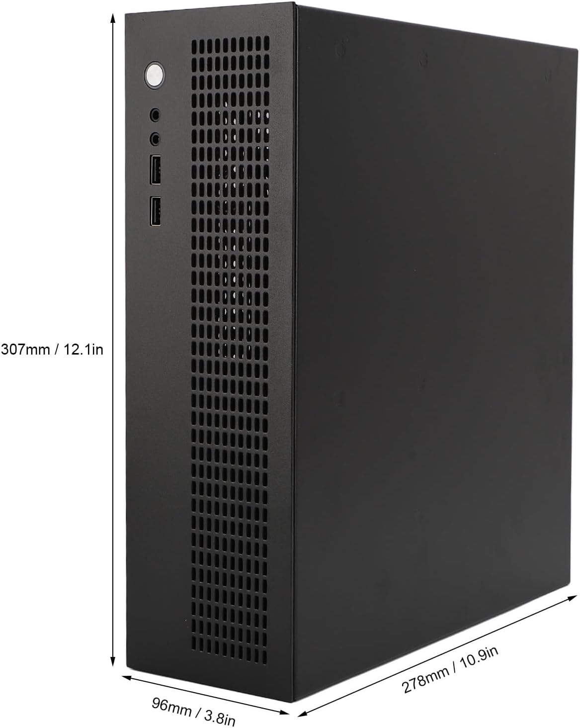 MATX ITX Small PC Case, Mini PC Case with Front USB2.0 and Sound Ports, Small Computer Case Support SSD HDD Small Gaming Case Desktop Computer Case for Gaming, 12.1x3.8x10.9in