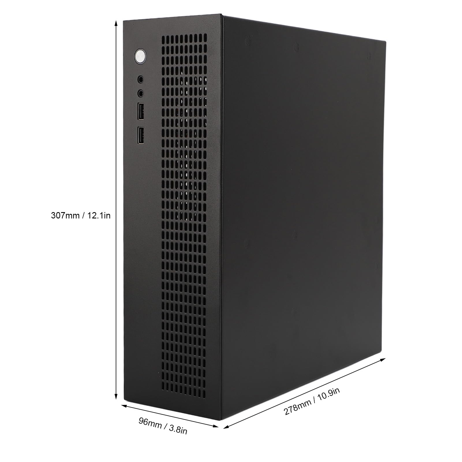 Obudowa MATX ITX Mini PC, Przednie USB 2.0 z obsługą Podwójnego Wentylatora Chłodzącego SSD HDD, do Małej Obudowy Komputera do Gier