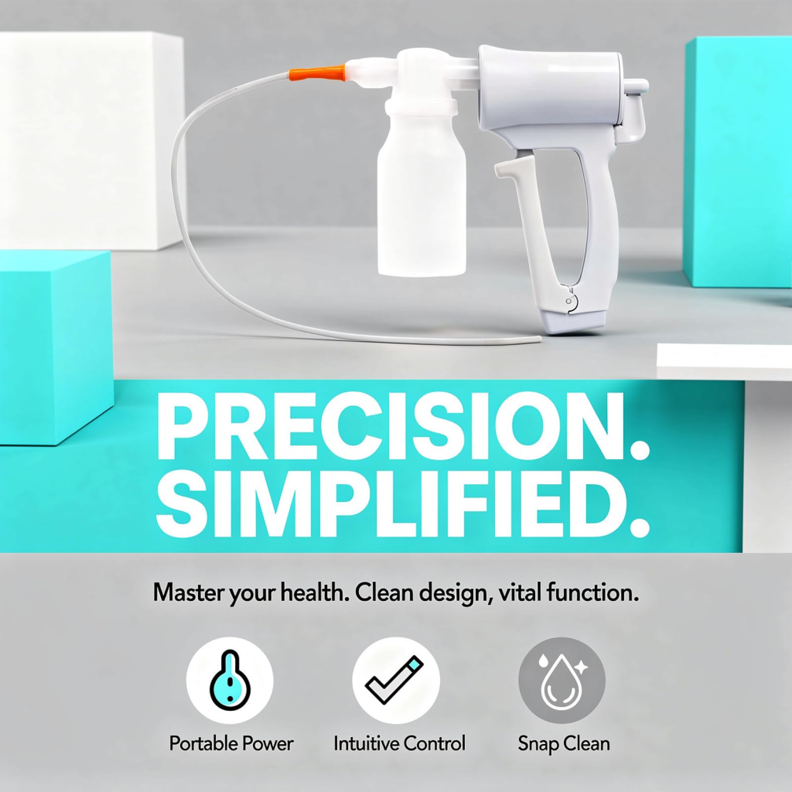 Handbetriebene Sputum-Absaugpumpe, tragbarer Aspirator mit manuellem Auslösegriff, kontrollierbarem Sog, leicht zu reinigen, kompaktem Design für Zuhause und unterwegs